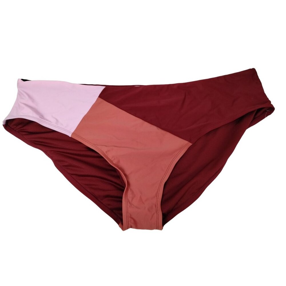 Time and Tru Womens 3XL Strawberry Cream Color Block Mid Rise Bikini Bottoms